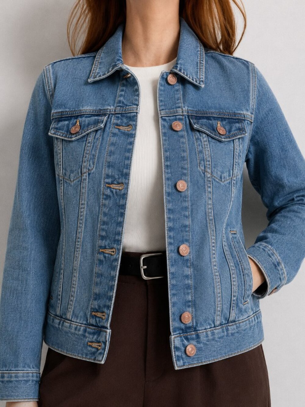 LC Lauren Conrad Denim Jacket XS Medium Wash Stretch Cotton Trucker NWOT Fall